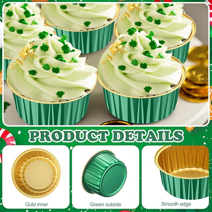 Gejoy 400 Pcs Aluminum Foil Baking Cups with Lids 5 oz Disposable Ramekins Mini Cake Pans Creme