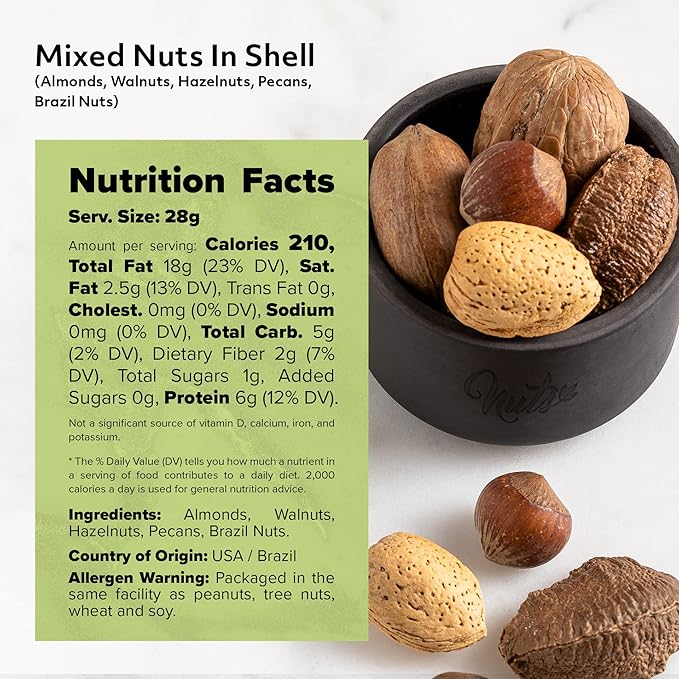 NUTS U.S. ??Mixed Nuts In Shell (Almonds, Walnuts, Hazelnuts, Pecans, Brazil Nuts) | No Added