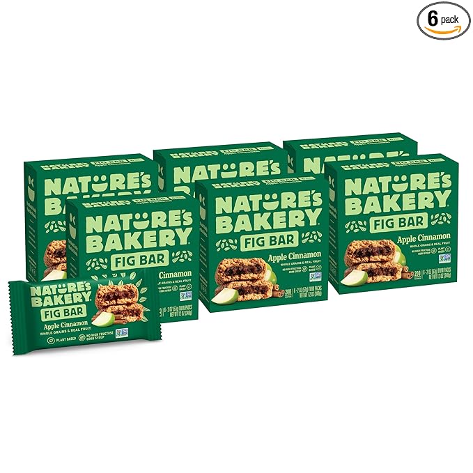 Nature?™s Bakery Whole Wheat Fig Bars, Apple Cinnamon, Real Fruit, Vegan, Non-GMO, Snack bar, 6