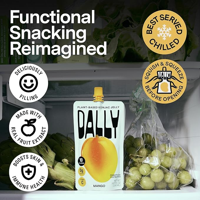 Dally Mango Drinkable Konjac Jelly (10 Pouches) ??10-Calorie, Zero Sugar Korean Fruit Snack