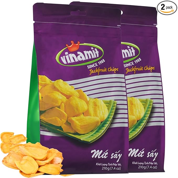 Vinamit Dried Jackfruit Chips | Vacuum Fried Dried Jackfruit | Pack 2 of 7.4 oz Bag | Naturally
