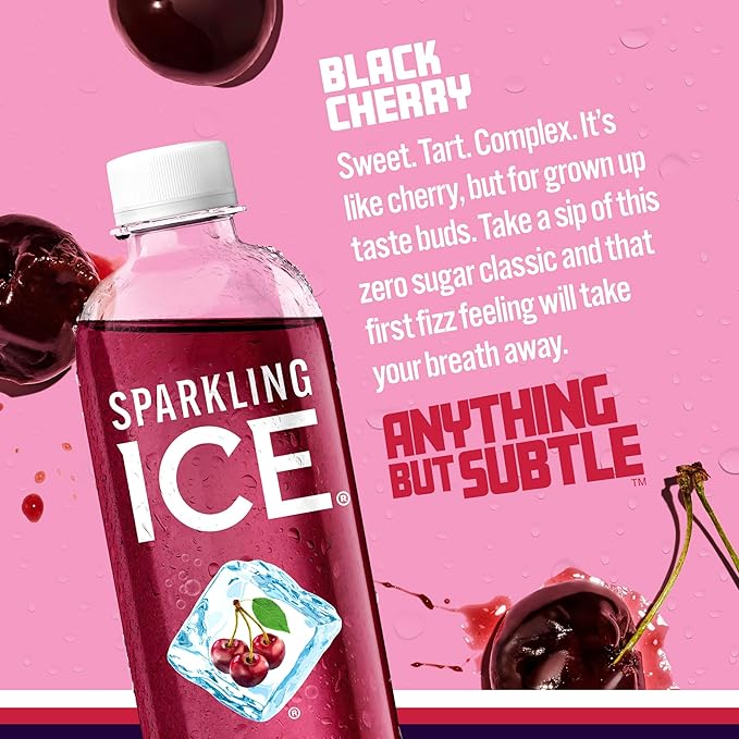 Sparkling Ice, Black Cherry Sparkling Water, Zero Sugar Flavored Water, with Vitamins and