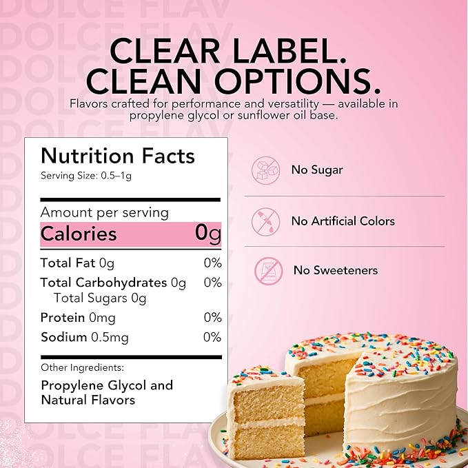 Dolce Flav Natural Cake Batter Extract ??2 Ounce Water-Soluble Kosher, Sugar-Free, Concentrated