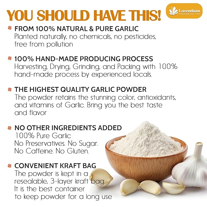 Lavendium, Premium 25oz Garlic Powder, 100% Natural and Pure from Garlic, Rich Flavor, Perfect for