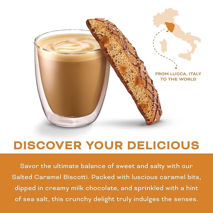Nonni's Salted Caramel Milk Chocolate Biscotti Cookies ??Individually Wrapped Italian Coffee Snack