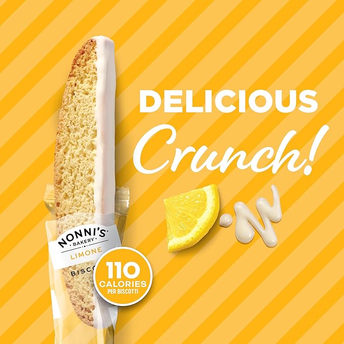 Nonni's Limone Lemon-Iced Biscotti Cookies ??Individually Wrapped Italian Tea-Time Snack, Crunchy
