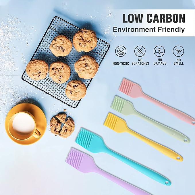HAUSHOF Silicone Basting Pastry Brush, Heat Resistant Pastry Brush Set, One-Piece Design, Perfect