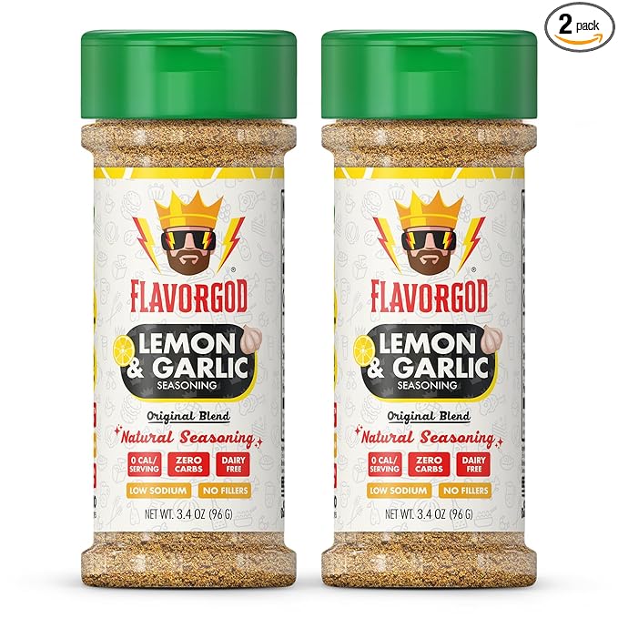 Lemon Garlic Seasoning Mix, 2 Bottles by Flavor God - Premium All Natural & Healthy Spice Blend for