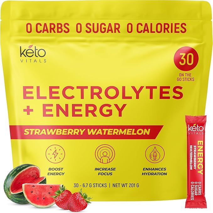 Keto Vitals Electrolyte Energy Drink Powder Packets - Electrolyte Supplement for Energy and