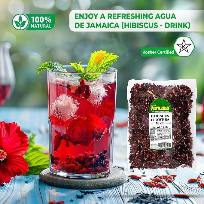 Premium Dried Hibiscus Flowers ??Whole Flower Petals for Herbal Infusions, Loose Leaf Blends, and