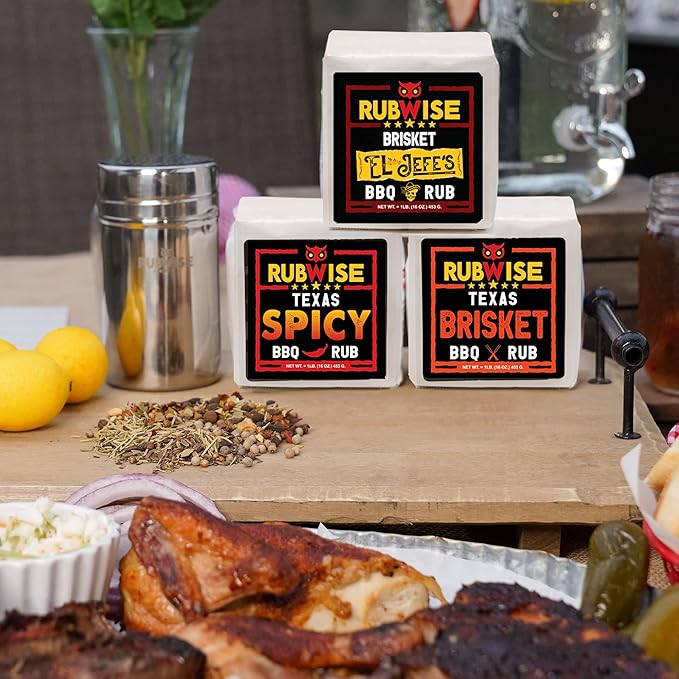 RubWise BBQ Brisket Rub Seasoning Gift Set (3 x 1 lb bags) - Barbecue Spices and Seasonings Variety