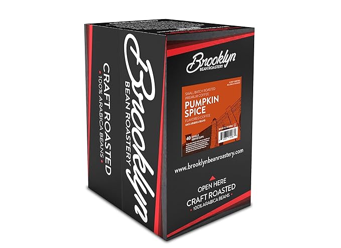 Brooklyn Beans Roastery Coffee Pods, Fall Flavored Pumpkin Spice - Compatible with Keurig K Cup