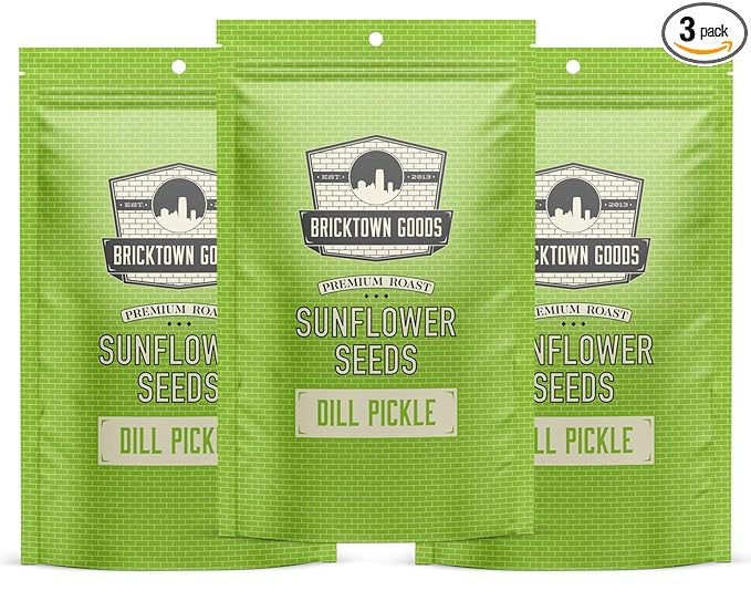 Bricktown Goods Dill Pickle Flavored Sunflower Seeds - 3 Pack - Boldly Seasoned and Roasted