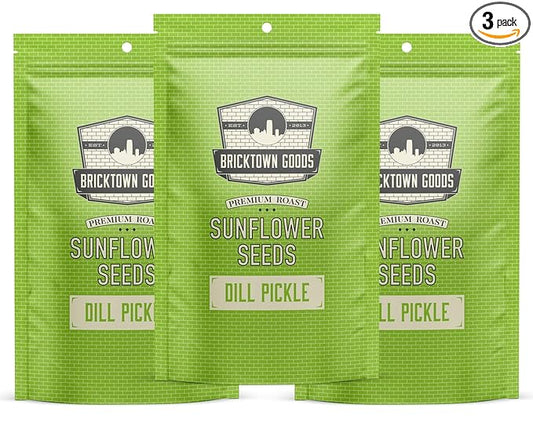 Bricktown Goods Dill Pickle Flavored Sunflower Seeds - 3 Pack - Boldly Seasoned and Roasted