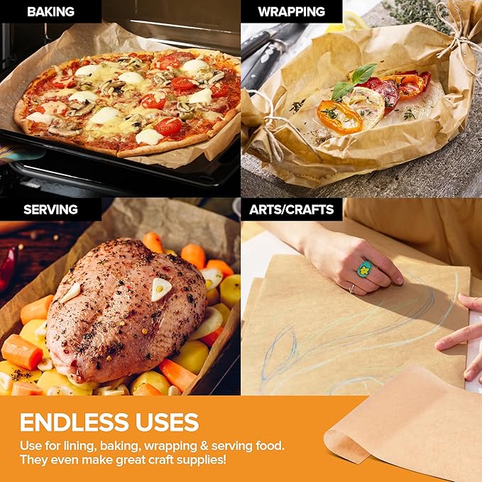 Stock Your Home 150 Ct Unbleached Parchment Paper Sheets, Pop Up Parchment Paper Sheets for Baking