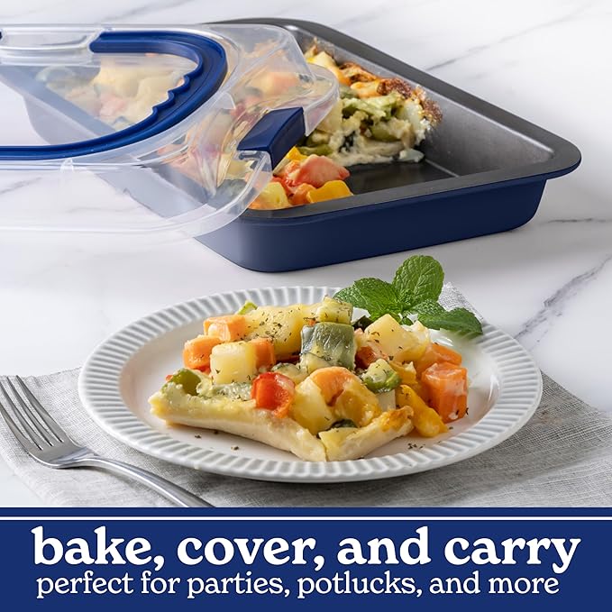 Country Kitchen Baking Pans Set - 10 Piece Non-Stick Cake Pans with Carry Lids for Easy Storage &