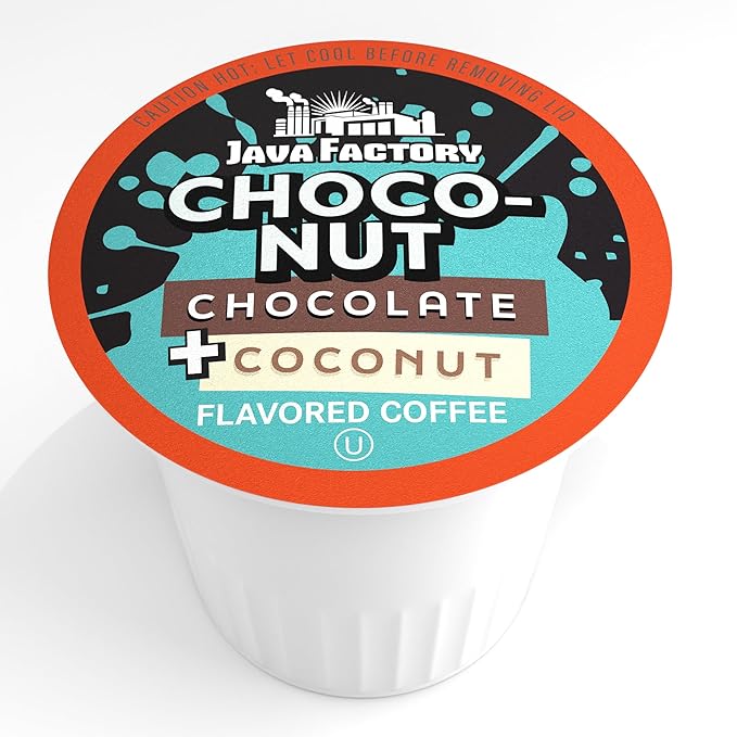 Java Factory Coffee Pods Choconut, 40 Count - Chocolate Coconut Flavored, Compatible with Keurig K