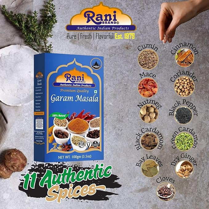 Rani Garam Masala Indian 11-Spice Blend 3.5oz (100g) Box Spice ~ All Natural, Salt-Free | Vegan |