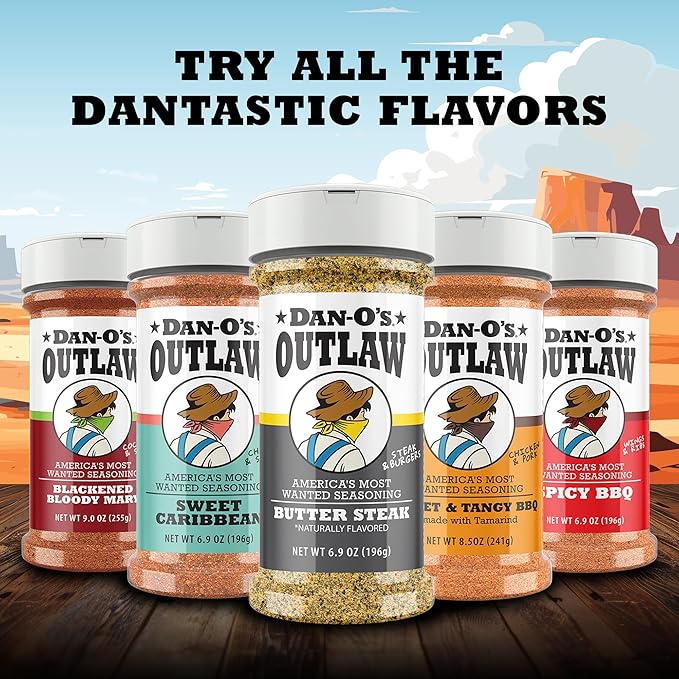 Dan-O's Outlaws Butter Steak Seasoning, 6.9 oz Bottle, All Purpose Seasoning for Steak, Chicken