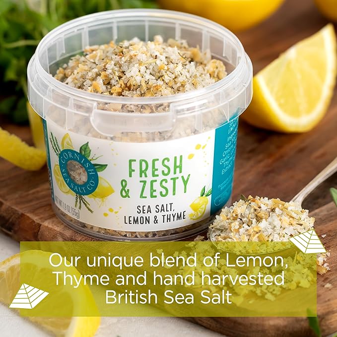 Cornish Sea Salt Fresh & Zesty Seasoning| Sea Salt Flakes w. Lemon & Thyme | Hand-Harvested in