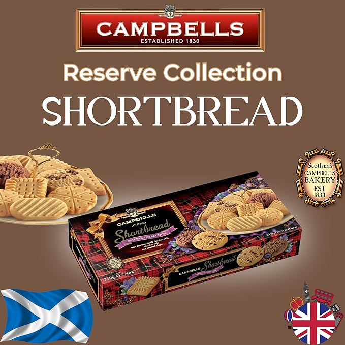Campbells Shortbread Reserve Collection Carton 7.4 Oz (Pack of 3) - Scottish All-Butter Shortbread
