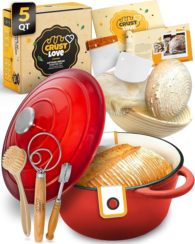 Dutch Oven for Bread Baking - incl. Sourdough Bread-Baking Supplies like Banneton Bread-Proofing