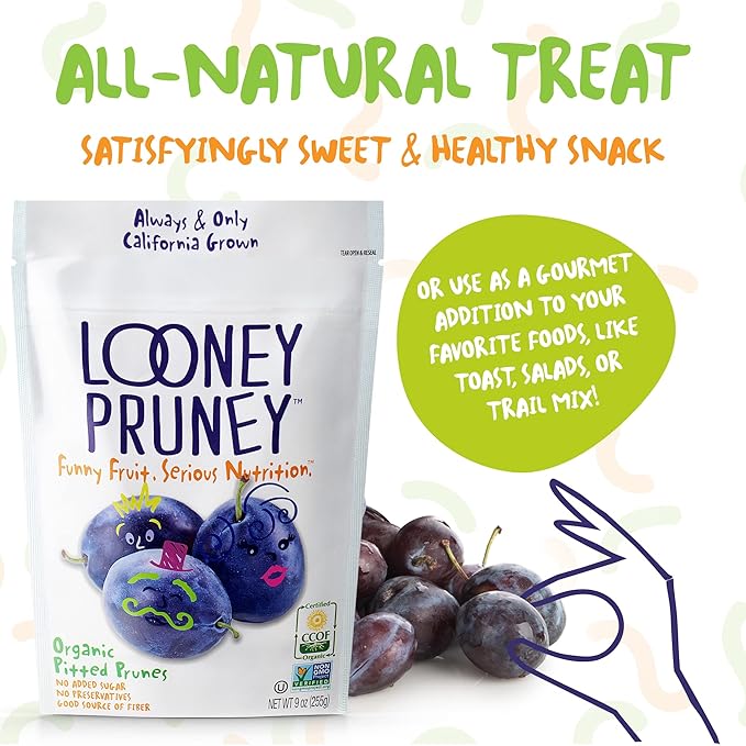 Looney Pruney Organic Pitted Dried Prunes for the Entire Family | Always California-Grown | Kosher