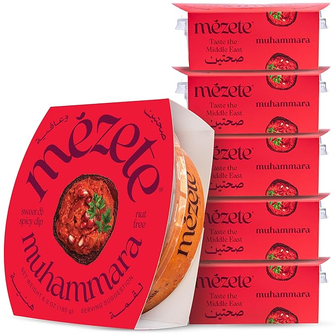 Mezete Shelf-Stable Dip & Spread | All-Natural Muhammara Snack Pack of 6 | Free from Preservatives