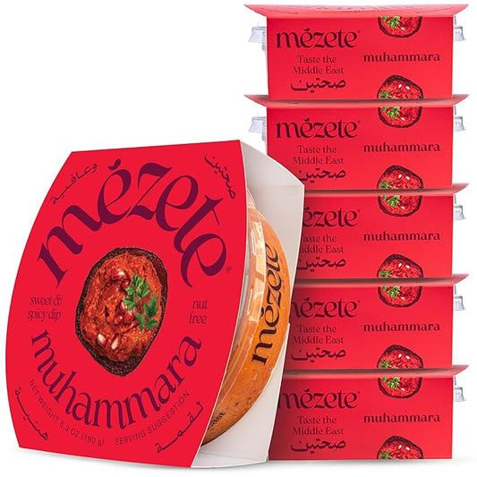 Mezete Shelf-Stable Dip & Spread | All-Natural Muhammara Snack Pack of 6 | Free from Preservatives
