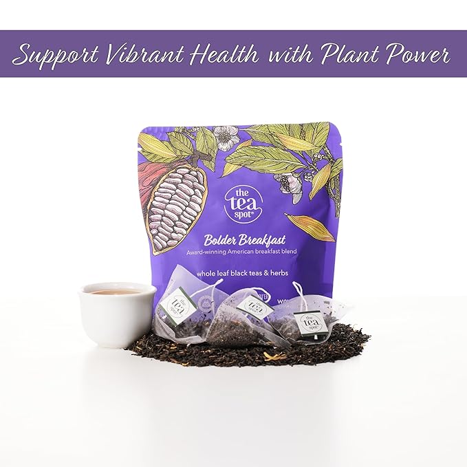 The Tea Spot Bolder Breakfast Tea with Dark Chocolate Flavoring | Blend of Black Tea, Pu?™erh Tea