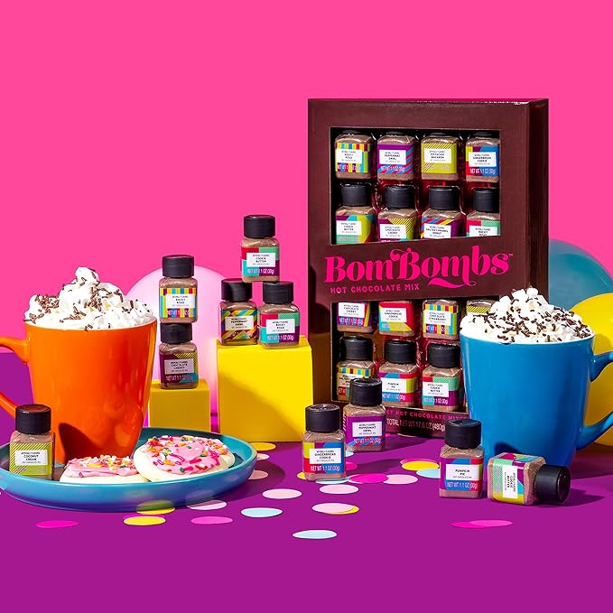 BomBombs, Hot Chocolate Mix Gift Set in Mini Bottles, Flavors Include Rocky Road, Pumpkin Pie