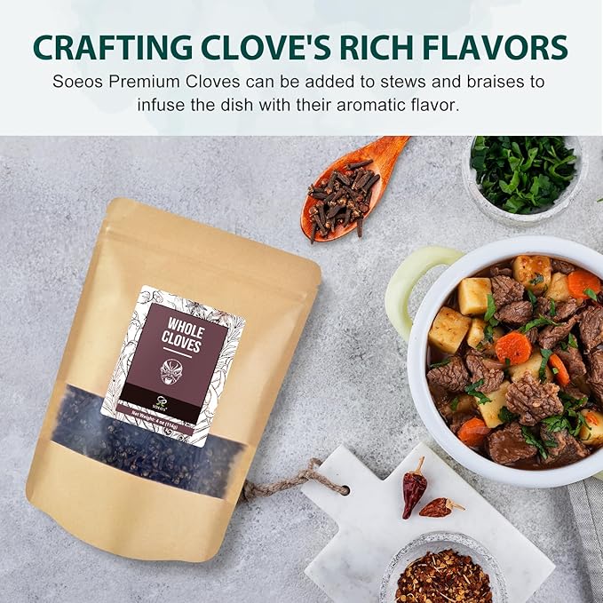 Soeos Whole Cloves 4 oz, Gluten Free, Non GMO, Kosher, Fresh Hand Picked Cloves, Great for Food and