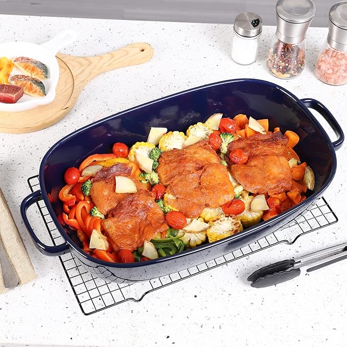 6 Quart Large Rectangular Baking Dish, 16x11 Inches Ceramic Baking Pan Casserole Dish for