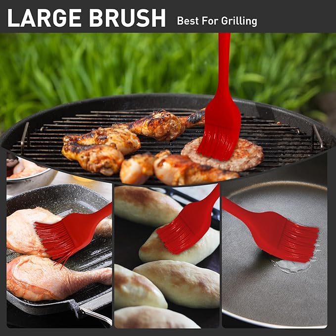 Begonia Silicone Basting Pastry Brush-2pcs Heat Resistant Cooking Brush for Oil, Sauce, Butter