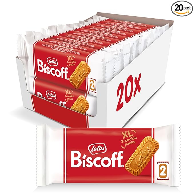 Lotus Biscoff Cookies, Caramelized Biscuit Cookie Snack, Dispenser Box (20 sleeves of 2 extra large