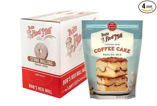 Bob's Red Mill Cinnamon Swirl Coffee Cake Baking Mix - 18.5 oz Bag (Pack of 4), Simple Clean