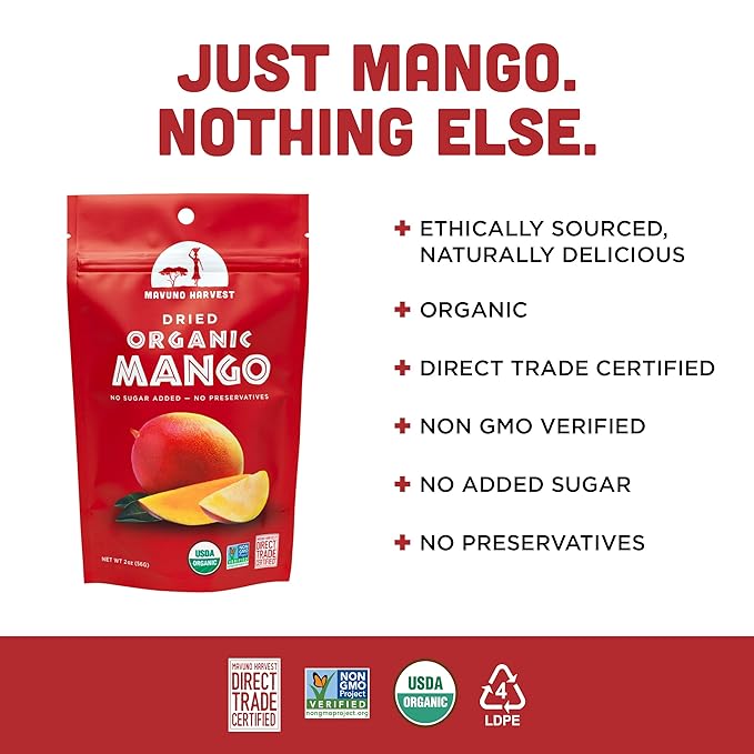 Mavuno Harvest Organic Dried Fruit Variety Pack | Dried Mango, Coconut, and Dates | Healthy, Vegan