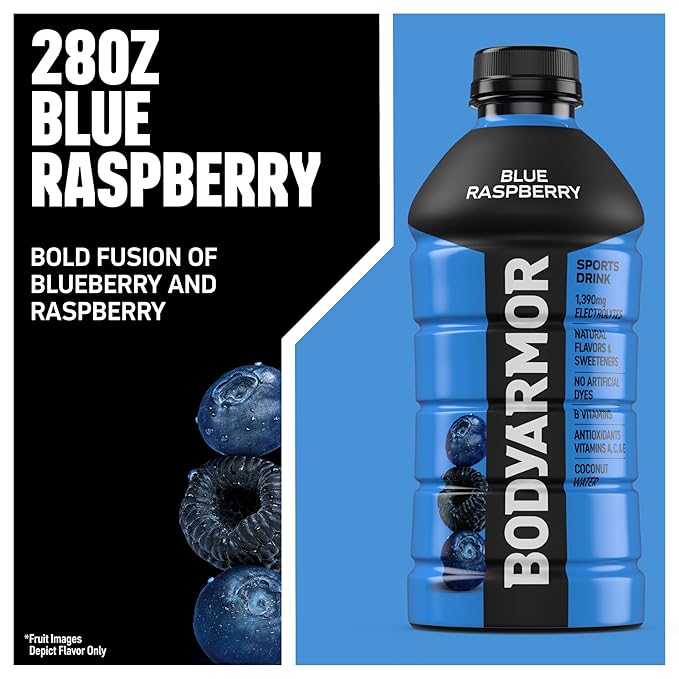 BODYARMOR Sports Drink Sports Beverage, Blue Raspberry, Coconut Water Hydration, Natural Flavors