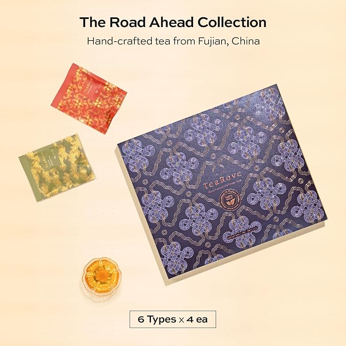 TeaRove Tea Sampler Gift Box - The Road Ahead Collection, Chinese Whole-Leaf Tea Assortment Variety