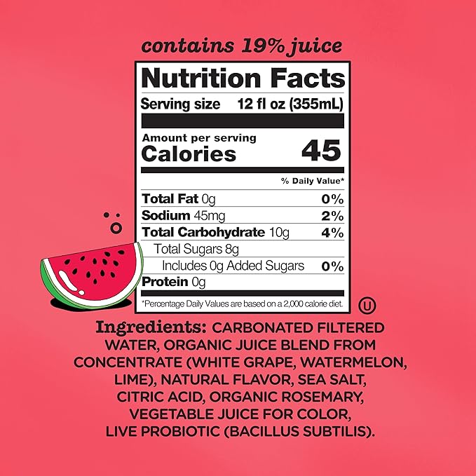 Culture Pop Soda, Watermelon & Lime, Probiotic Low Sugar Soda, Sparkling Juice Alternative