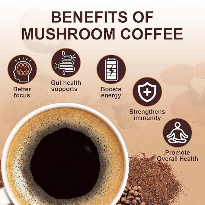2 Bag Mushroom Coffee, Instant Coffee with 6 Adaptogenic Mushrooms (Lion?™s Mane, Cordyceps