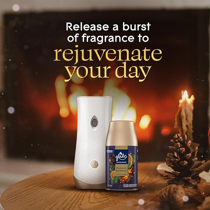 Glade Automatic Spray Refill, Embers & Sandalwood, Scented Air Freshener for Home and Bathroom, 6.2