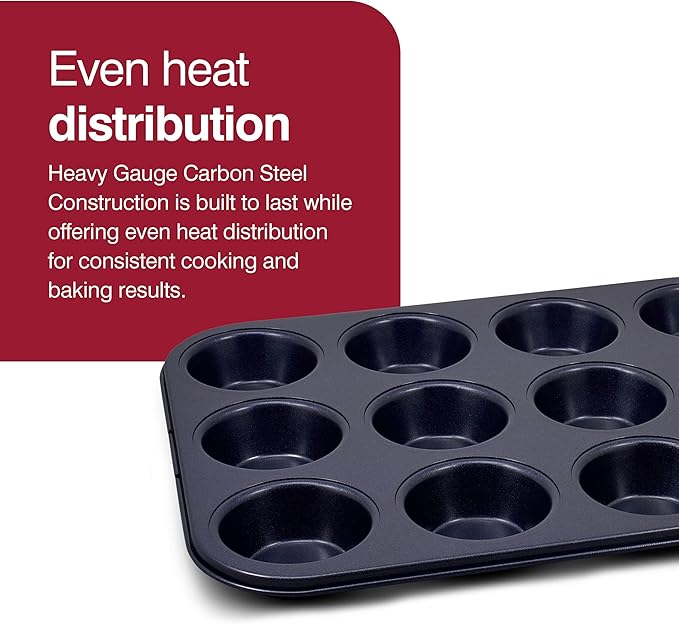 Zyliss E980200 Non-Stick 12 Hole Muffin Tin | Carbon Steel | Dark Blue | Baking Tins/Yorkshire