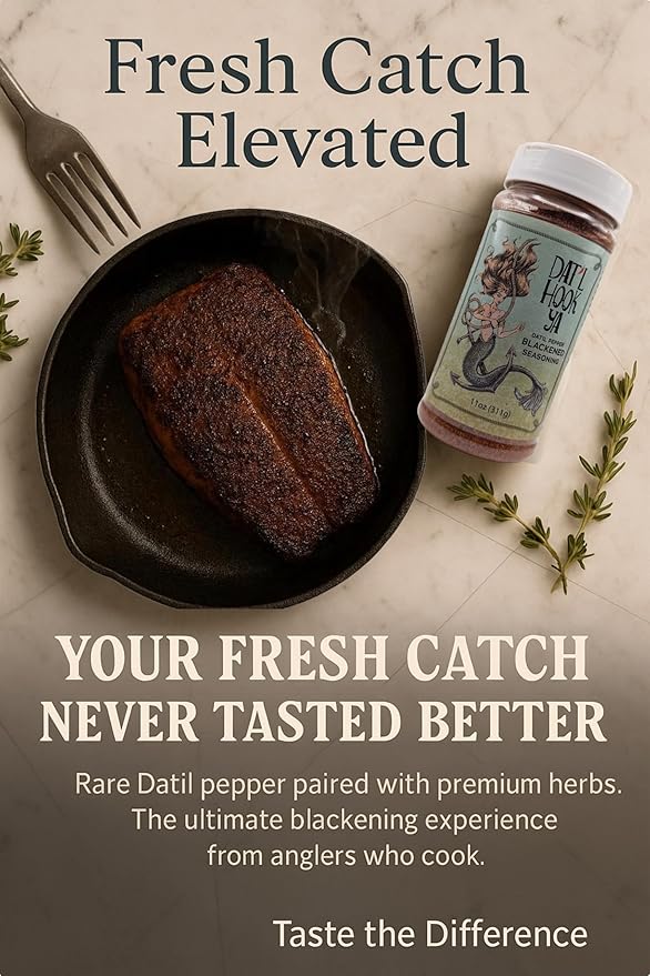 11oz- Hook?™Ya Blackened Seasoning ??Datil Pepper Blend ??Non-GMO, Gluten-Free, Vegan, Mild Heat