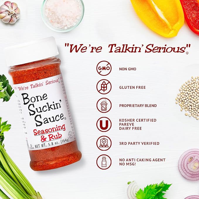 Bone Suckin' Seasoning & Rub, Original Blend, 5.8 Oz, Grilling Rubs, Dry Pork Rub, Gluten-Free