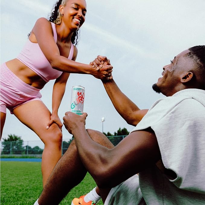 GURU ZERO SUGAR Wild Strawberry Watermelon Organic Energy Drinks, Clean Energy Drink with Plant