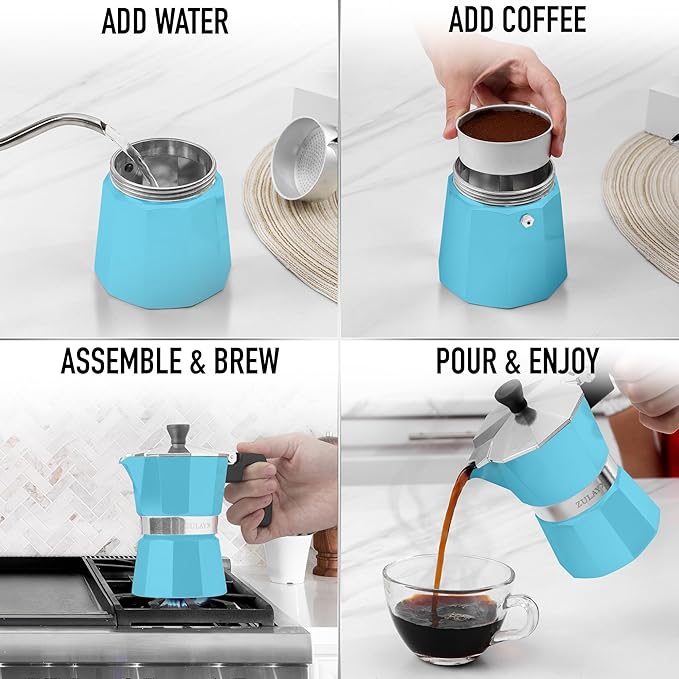 Zulay Premium Moka Pot Espresso - Leak-Proof Stovetop Espresso Maker - Perfect for Authentic Cuban