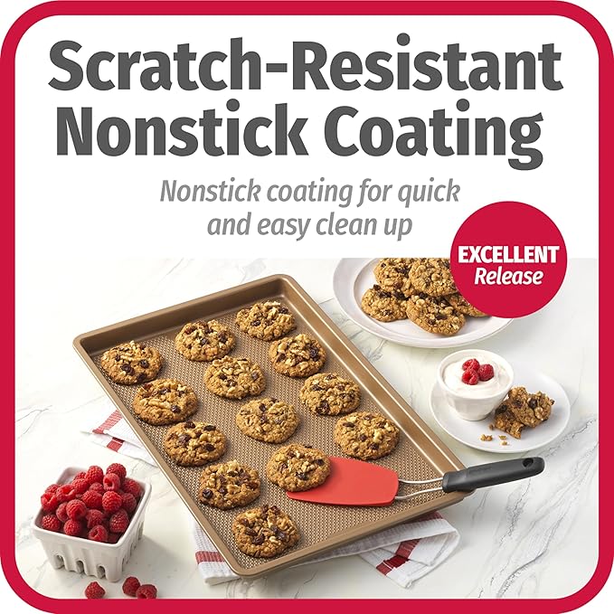 GoodCook BestBake Nonstick Textured Carbon Steel Cookie Sheet, 11" x 17", Large Baking Sheet, Even