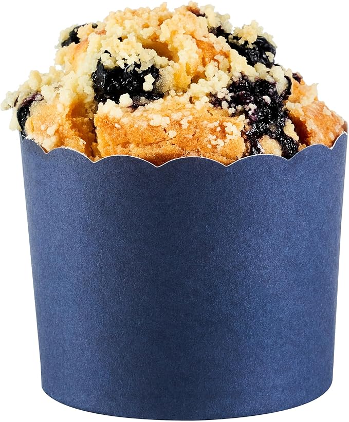 Panificio 6 Ounce Cupcake Wrappers, 200 Scalloped Baking Cups - Oven-Ready, Greaseproof, Midnight