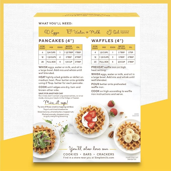 Simple Mills Almond Flour Pancake & Waffle Mix, Original - Gluten Free, Plant Based, Paleo